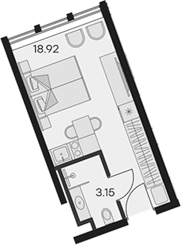 Квартира студия 22.07 м², 14/15 эт., Апарт-отель «Апарт-отель 25-7 Заневский»